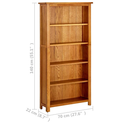 5-Tier Solid Oak Bookcase 70x22x140cm | HomeAndLiving