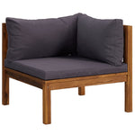 Corner Sofas 2 pcs with Dark Grey Cushions Solid Acacia Wood