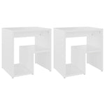 2-Piece White Bed Cabinets Engineered Wood Side Tables with Shelf Storage