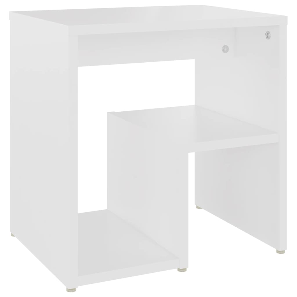 2-Piece White Bed Cabinets Engineered Wood Side Tables with Shelf Storage