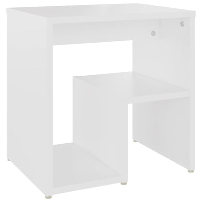 2-Piece White Bed Cabinets Engineered Wood Side Tables with Shelf Storage