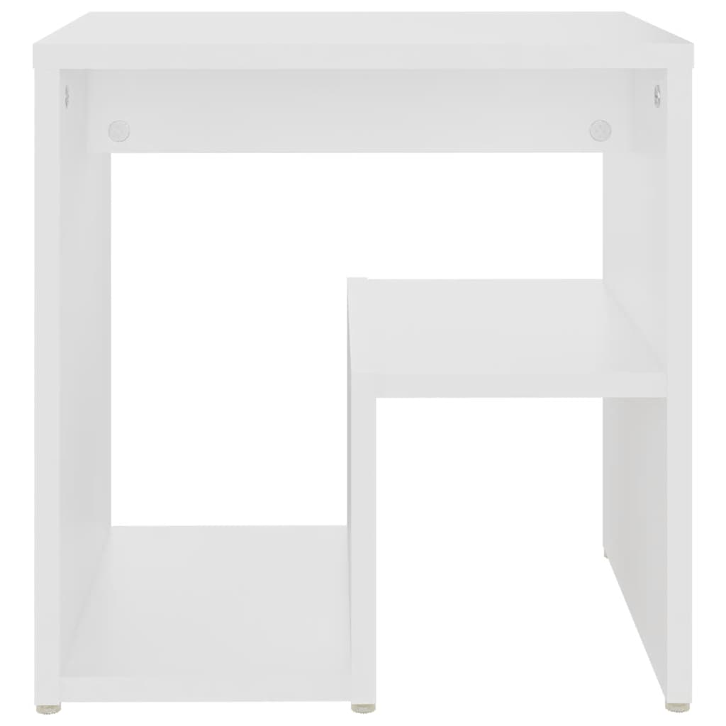 2-Piece White Bed Cabinets Engineered Wood Side Tables with Shelf Storage