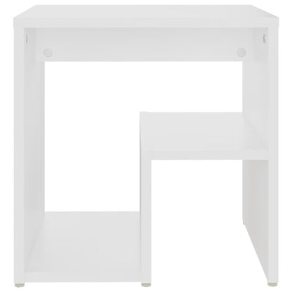 2-Piece White Bed Cabinets Engineered Wood Side Tables with Shelf Storage
