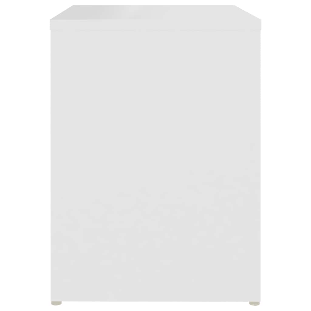 2-Piece White Bed Cabinets Engineered Wood Side Tables with Shelf Storage