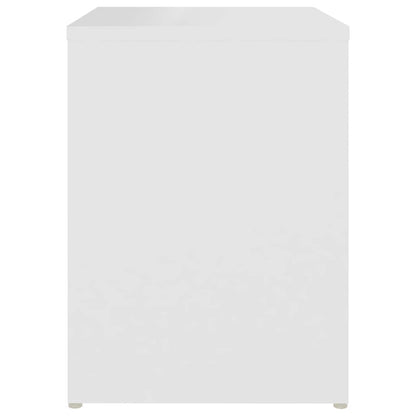 2-Piece White Bed Cabinets Engineered Wood Side Tables with Shelf Storage
