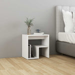 2-Piece White Bed Cabinets Engineered Wood Side Tables with Shelf Storage