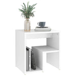 2-Piece White Bed Cabinets Engineered Wood Side Tables with Shelf Storage