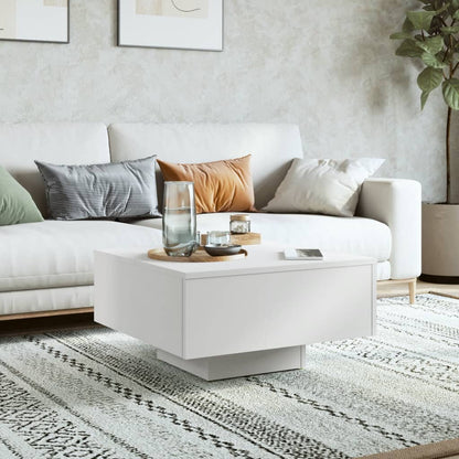 Coffee Table White, Engineered Wood - 60×60×31.5cm