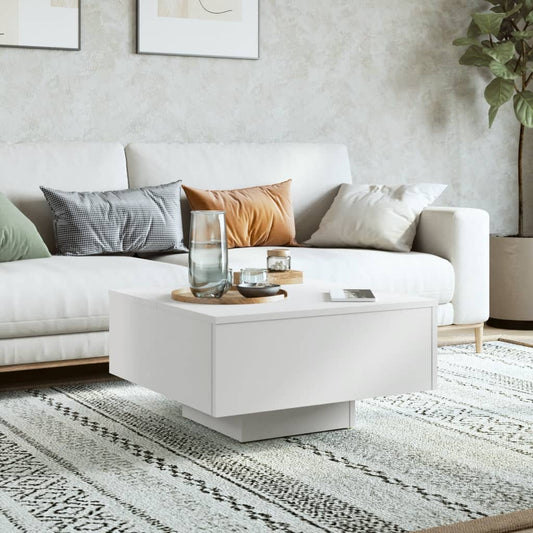 Coffee Table White, Engineered Wood - 60×60×31.5cm