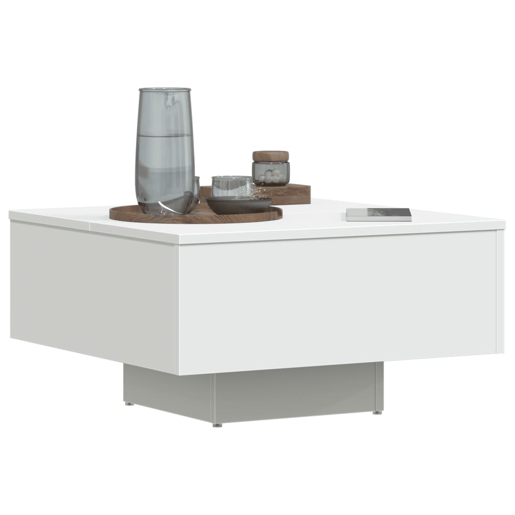 Coffee Table White, Engineered Wood - 60×60×31.5cm