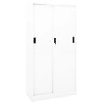Steel Office Cabinet Sliding Door 180cm White | HomeAndLiving