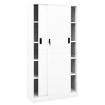 Steel Office Cabinet Sliding Door 180cm White | HomeAndLiving