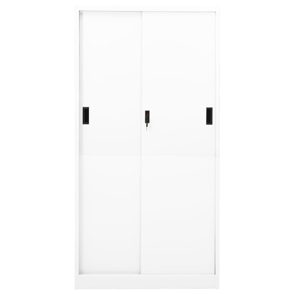 Steel Office Cabinet Sliding Door 180cm White | HomeAndLiving