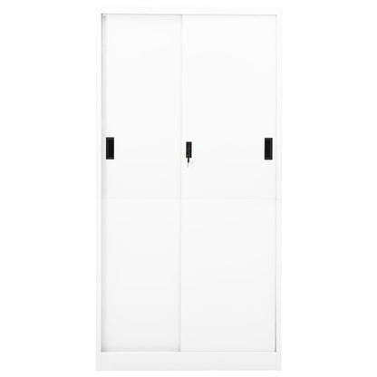 Steel Office Cabinet Sliding Door 180cm White | HomeAndLiving