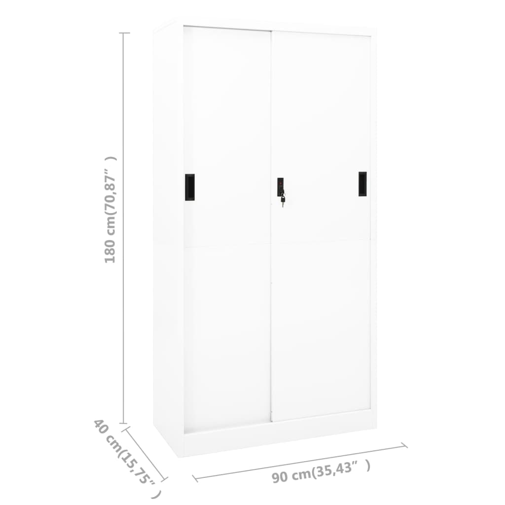 Steel Office Cabinet Sliding Door 180cm White | HomeAndLiving