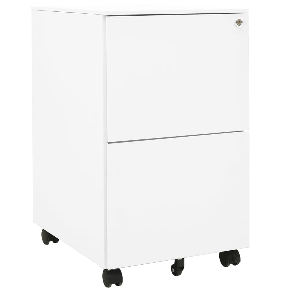 Steel Mobile File Cabinet 2 Drawer White | HomeAndLiving