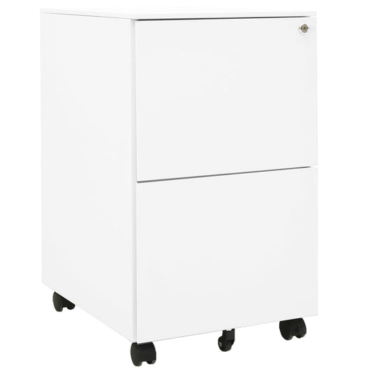 Steel Mobile File Cabinet 2 Drawer White | HomeAndLiving