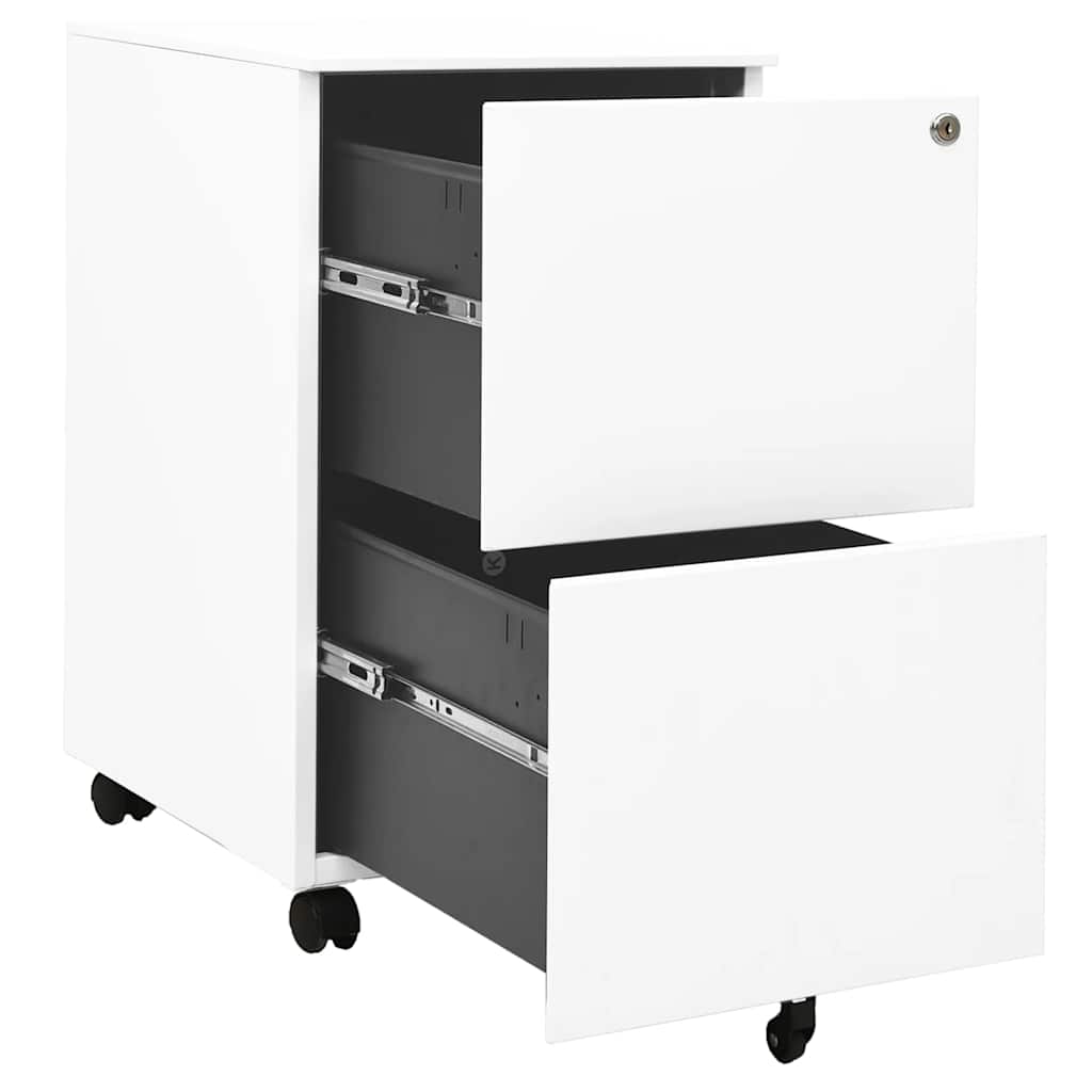 Steel Mobile File Cabinet 2 Drawer White | HomeAndLiving