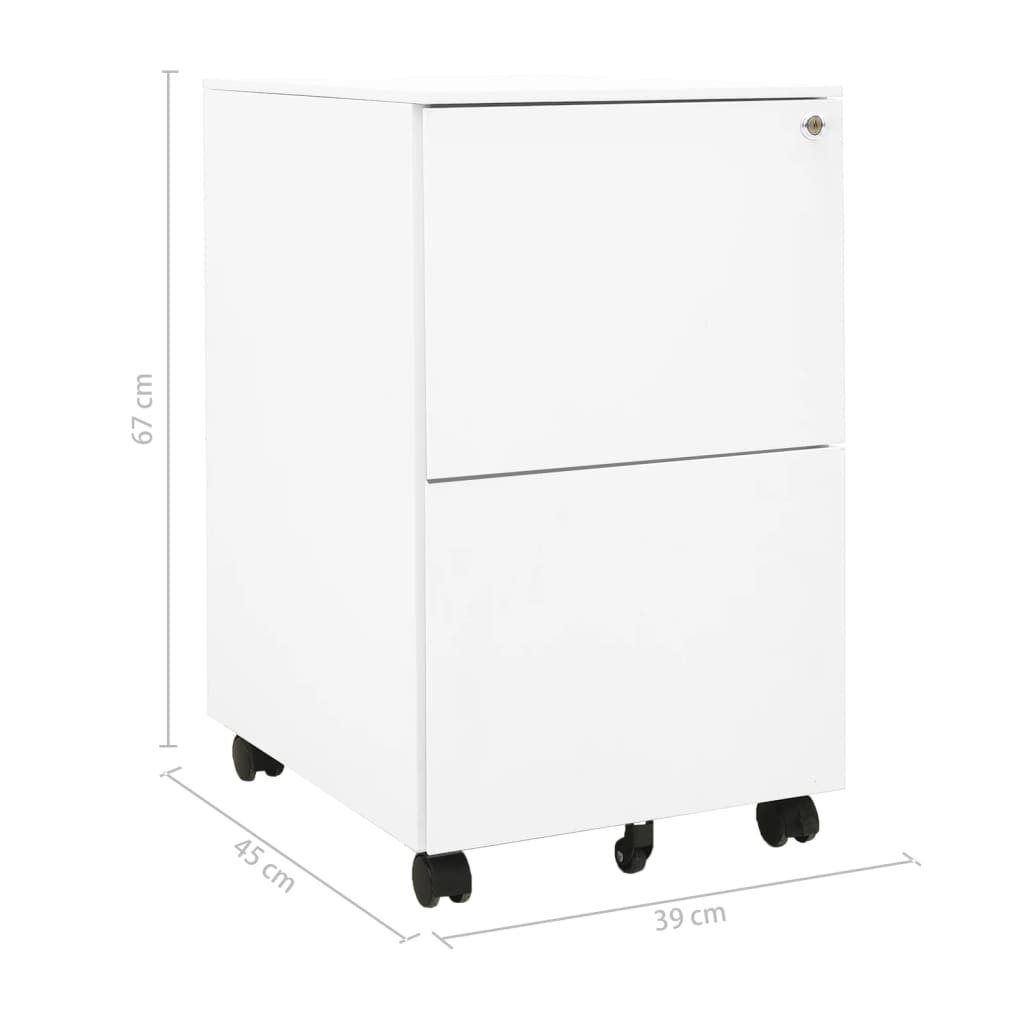 Steel Mobile File Cabinet 2 Drawer White | HomeAndLiving