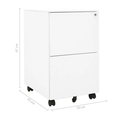 Steel Mobile File Cabinet 2 Drawer White | HomeAndLiving