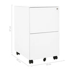 Steel Mobile File Cabinet 2 Drawer White | HomeAndLiving