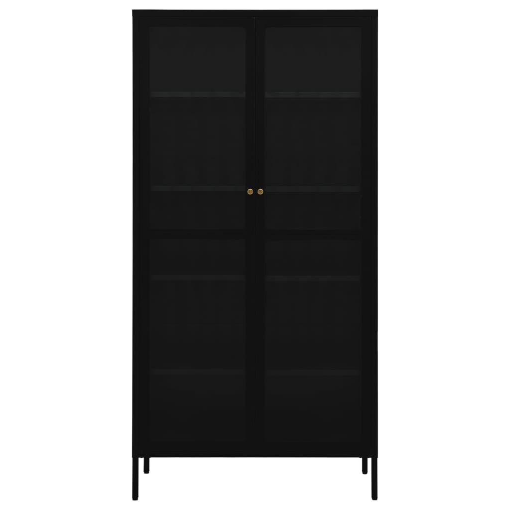 Black Steel Glass Display Cabinet 4 Shelves | HomeAndLiving
