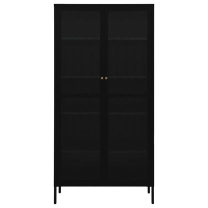 Black Steel Glass Display Cabinet 4 Shelves | HomeAndLiving