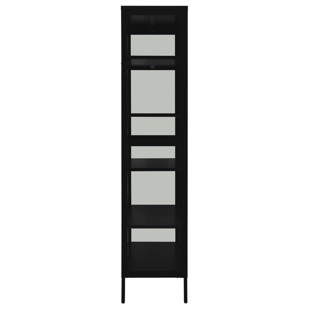 Black Steel Glass Display Cabinet 4 Shelves | HomeAndLiving