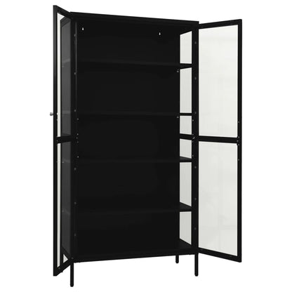 Black Steel Glass Display Cabinet 4 Shelves | HomeAndLiving