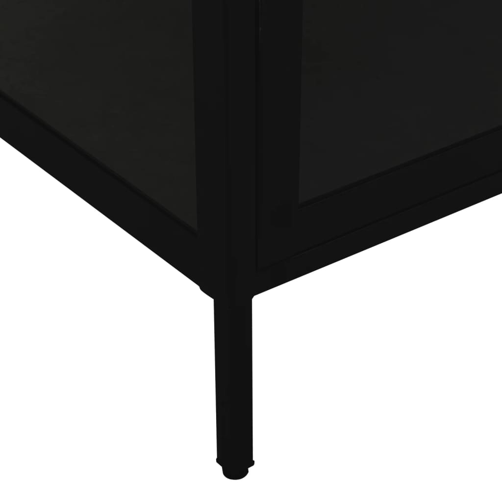 Black Steel Glass Display Cabinet 4 Shelves | HomeAndLiving