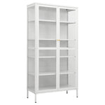 Display Cabinet White Steel Tempered Glass 180cm | HomeAndLiving