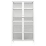 Display Cabinet White Steel Tempered Glass 180cm | HomeAndLiving