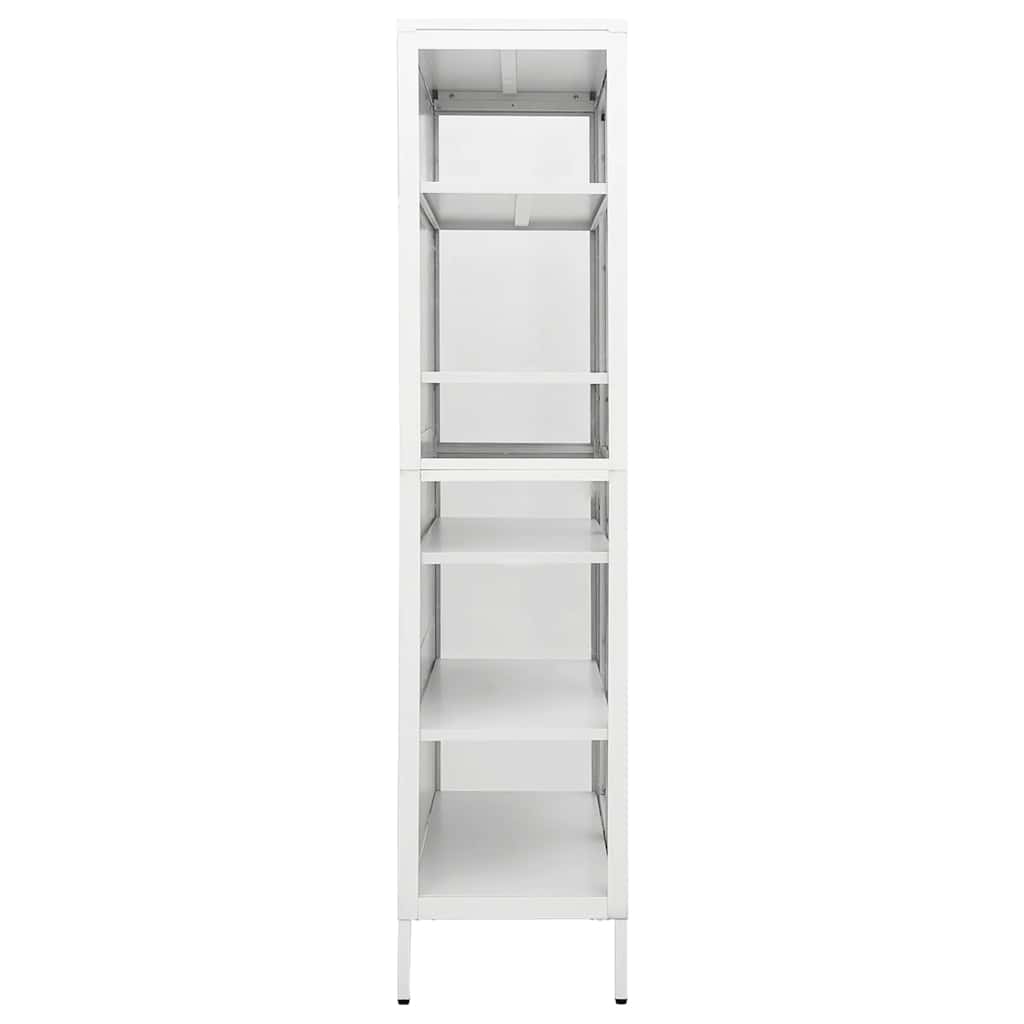 Display Cabinet White Steel Tempered Glass 180cm | HomeAndLiving