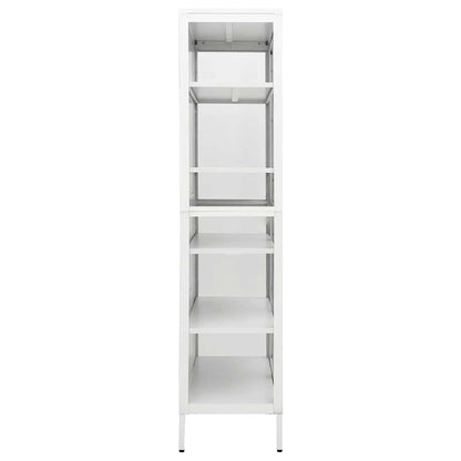 Display Cabinet White Steel Tempered Glass 180cm | HomeAndLiving