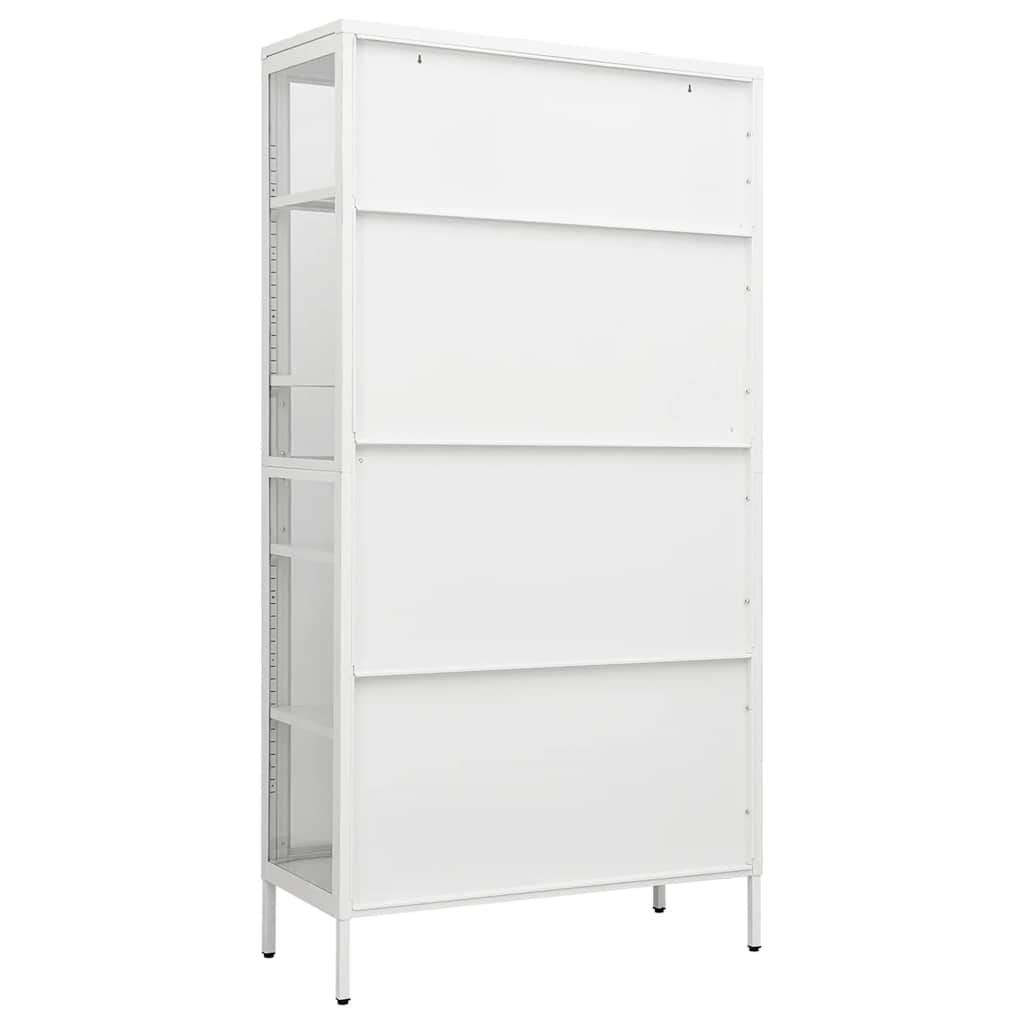 Display Cabinet White Steel Tempered Glass 180cm | HomeAndLiving