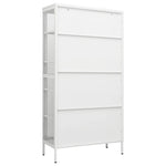 Display Cabinet White Steel Tempered Glass 180cm | HomeAndLiving