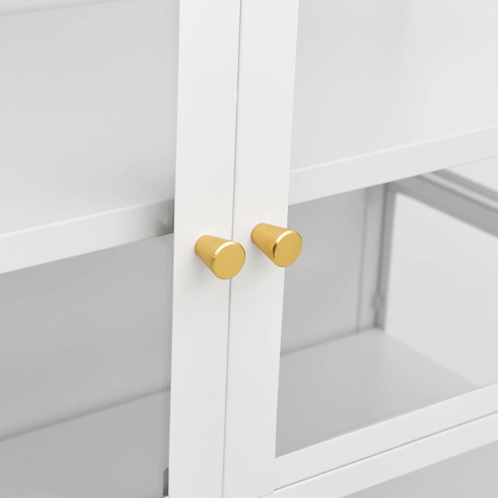 Display Cabinet White Steel Tempered Glass 180cm | HomeAndLiving