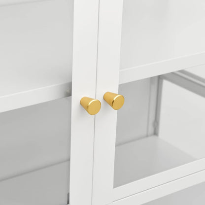 Display Cabinet White Steel Tempered Glass 180cm | HomeAndLiving