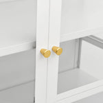 Display Cabinet White Steel Tempered Glass 180cm | HomeAndLiving