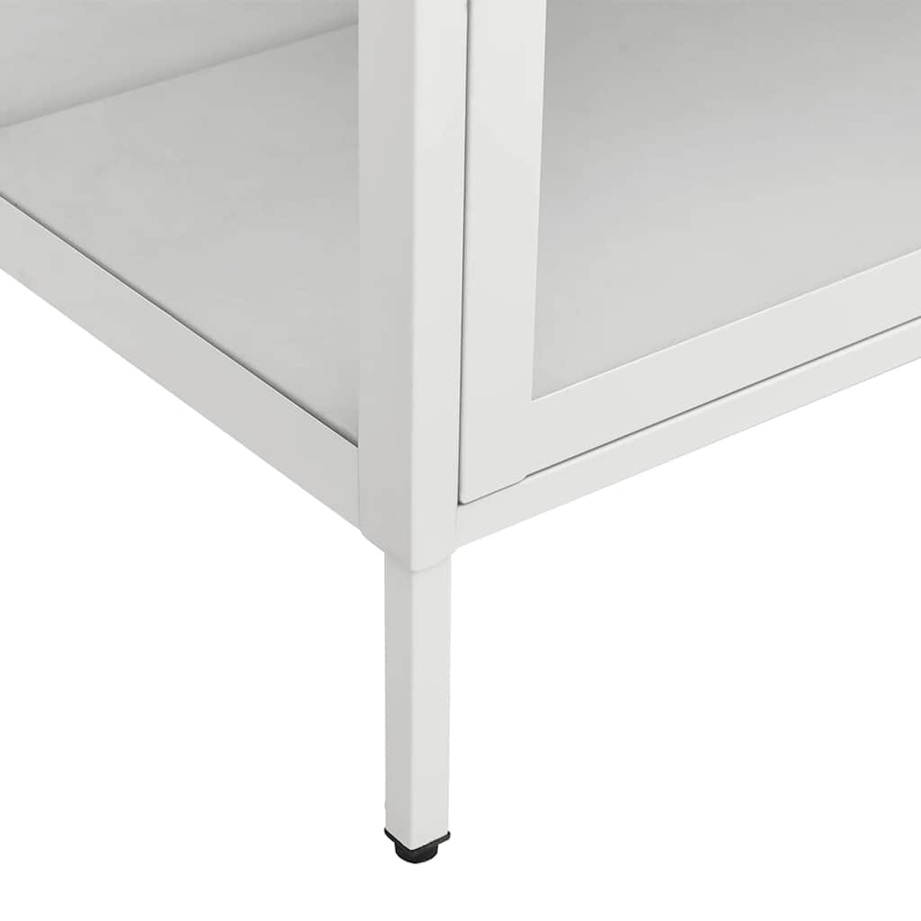 Display Cabinet White Steel Tempered Glass 180cm | HomeAndLiving