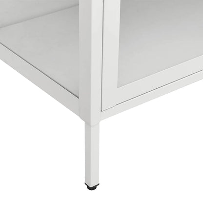 Display Cabinet White Steel Tempered Glass 180cm | HomeAndLiving