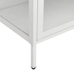 Display Cabinet White Steel Tempered Glass 180cm | HomeAndLiving