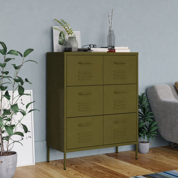  Drawer Cabinet Olive Green Steel