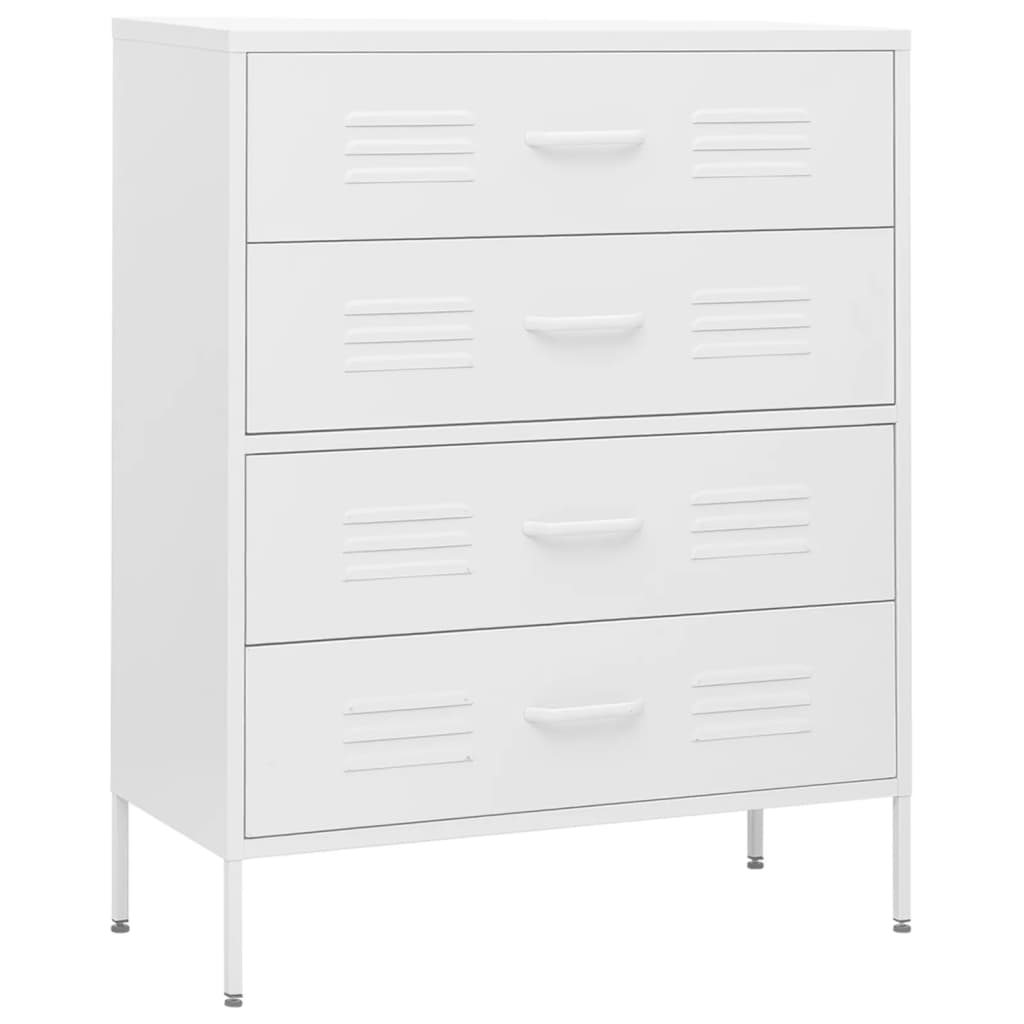 White Chest of Drawers Steel Cabinet Ball Bearing Runners Storage Unit