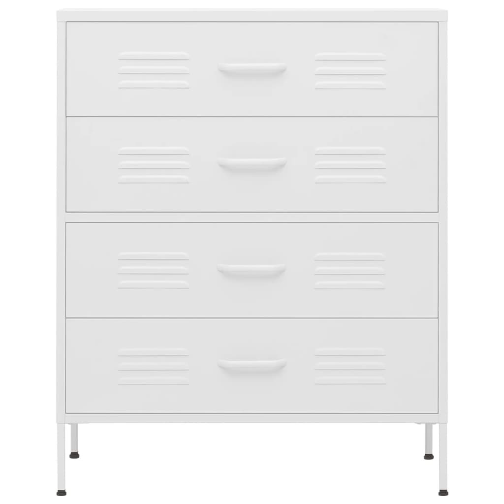 White Chest of Drawers Steel Cabinet Ball Bearing Runners Storage Unit