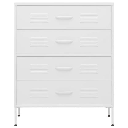 White Chest of Drawers Steel Cabinet Ball Bearing Runners Storage Unit
