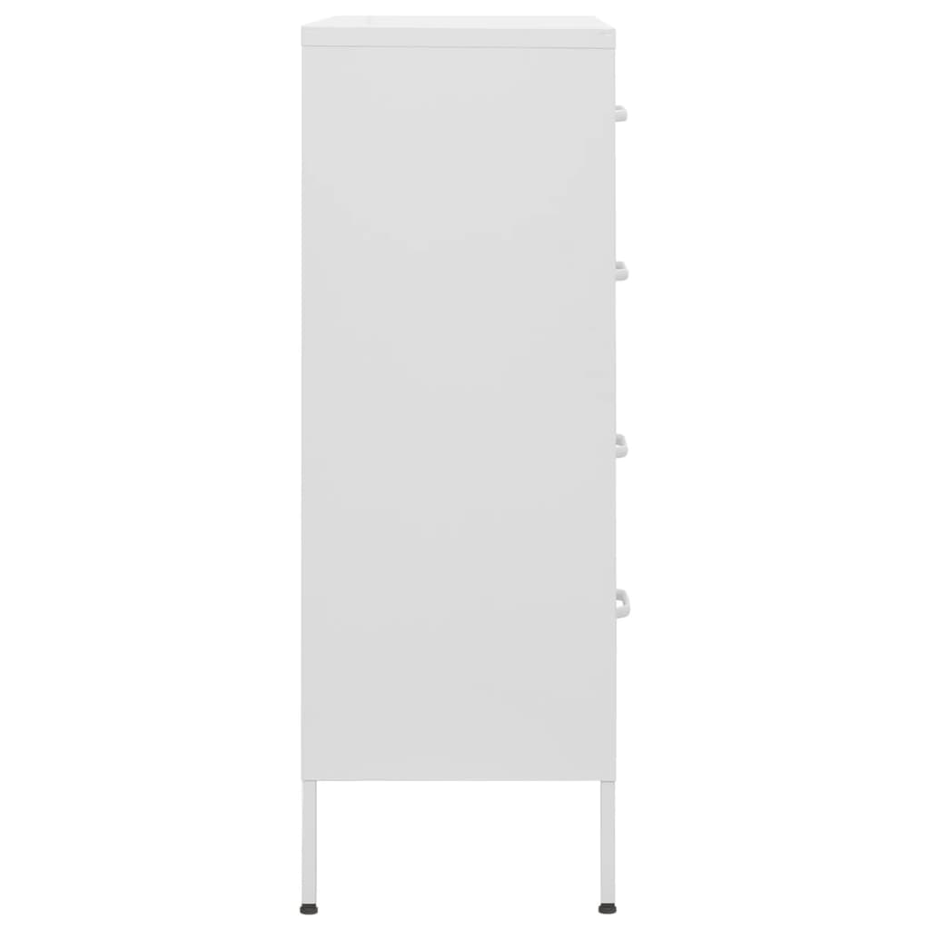 White Chest of Drawers Steel Cabinet Ball Bearing Runners Storage Unit
