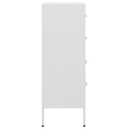 White Chest of Drawers Steel Cabinet Ball Bearing Runners Storage Unit