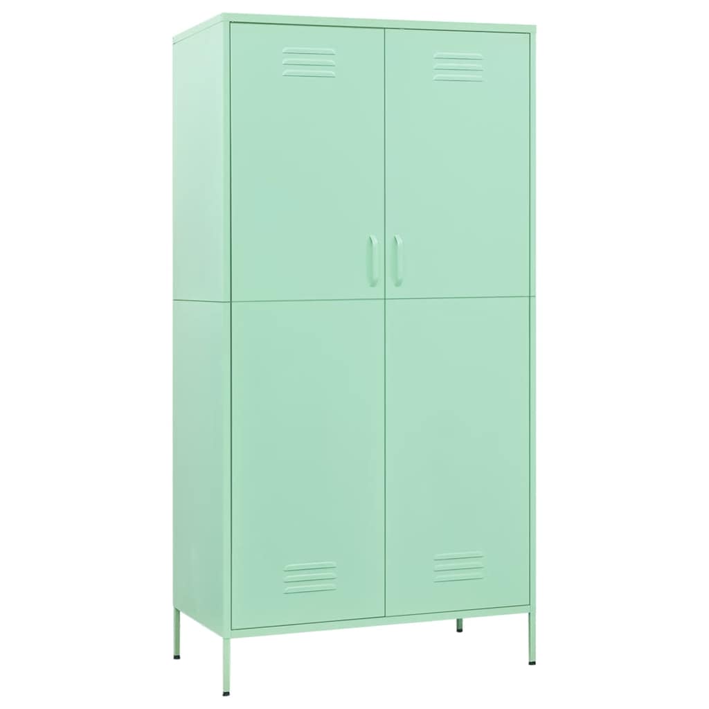 Steel Storage Wardrobe Cabinet Freestanding Clothes Organizer with Hanging Rail