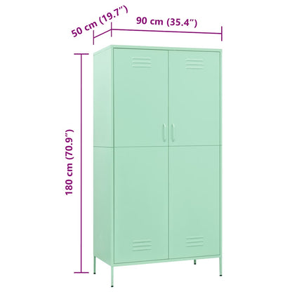 Steel Storage Wardrobe Cabinet Freestanding Clothes Organizer with Hanging Rail